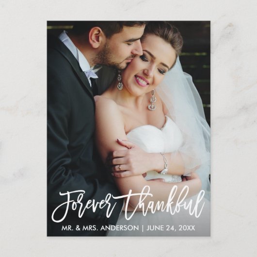 Carte Postale Brush Script Forever Thankor Photo Mariage moderne (Devant)