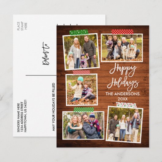 Carte Postale Brush Script Joyeuses Vacances Bande d'artisanat e (Devant / Derrière)