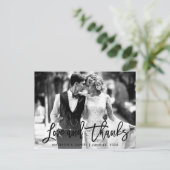Carte Postale Brush Script Love Thanks Black and White Photo (Debout devant)