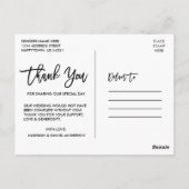 Carte Postale Brush Script Love Thanks Black and White Photo (Dos)