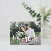 Carte Postale Brush Script Love & Thanks Photo Mariage Merci (Debout devant)