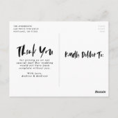 Carte Postale Brush Script Love & Thanks Photo Mariage Merci (Dos)