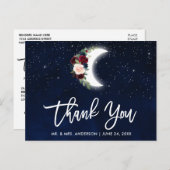 Carte Postale Brush Script Mariage céleste Floral Moon Merci (Devant / Derrière)
