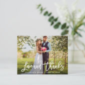 Carte Postale Brush Script moderne Mariage Photo Love Merci (Debout devant)