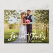 Carte Postale Brush Script moderne Mariage Photo Love Merci (Devant)