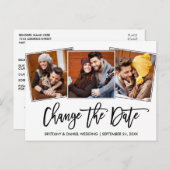 Carte Postale Brush Script Modifier La Date Nouvelle Date 3 Phot (Devant / Derrière)