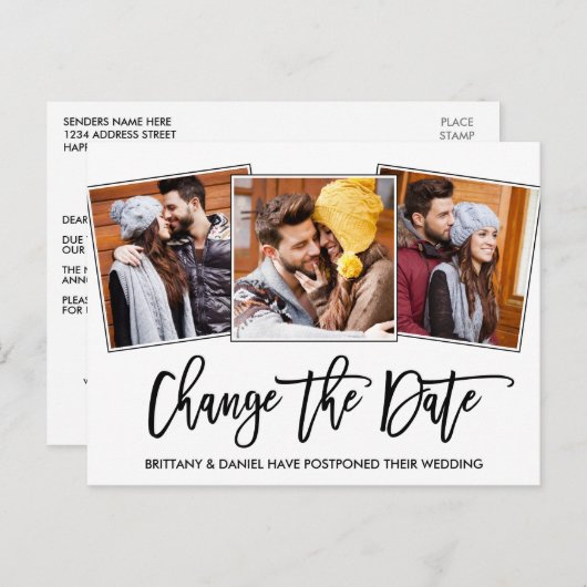 Carte Postale Brush Script Modifier La Photo Date 3 (Devant / Derrière)