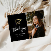 Carte Postale Brush script or casquette graduation merci