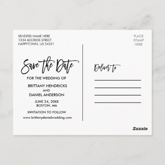 Carte Postale Brush Script Photo Bois Rustique Enregistrer La Da (Dos)