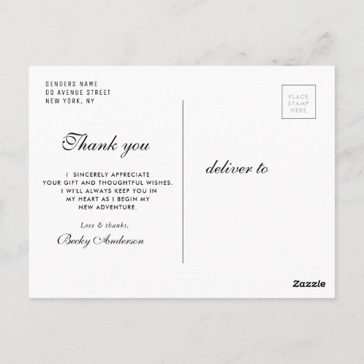 Carte Postale Brush script photo overlay graduation merci (Dos)