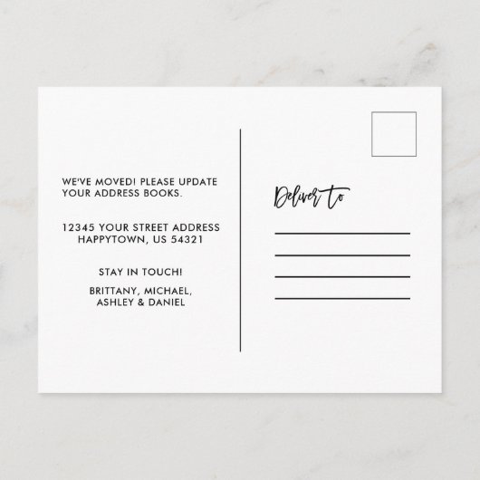 Carte Postale Brush Script Rustique Adresse Changer Camion Rouge (Dos)