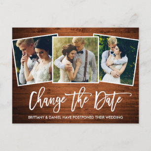 Carte Postale Brush Script Wood Change The Date Photo