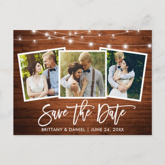 Carte Postale Brush Script Wood Lights 3 Photo Enregistrer La Da (Devant)