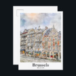 Carte Postale Bruxelles Belgique Art Voyage Aquarelle Main tirée<br><div class="desc">Bruxelles Belgique Aquarelle Voyage Esquisse Dessin à la main</div>
