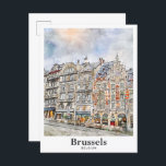 Carte Postale Bruxelles Belgique Art Voyage Aquarelle Main tirée<br><div class="desc">Bruxelles Belgique Aquarelle Voyage Esquisse Dessin à la main</div>