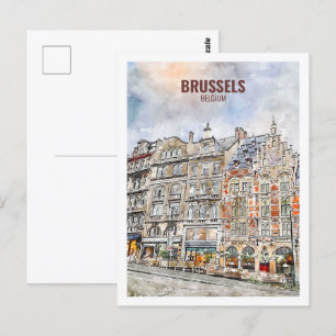 Carte Postale Bruxelles Belgique Fameux Aquarelle Voyage