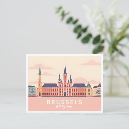Carte Postale Bruxelles Belgique Grand Place Pastel Travel (Debout devant)