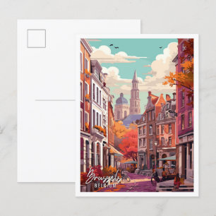 Carte Postale Bruxelles Belgique Illustration de voyage Art vint