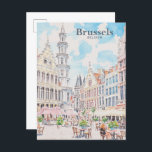 Carte Postale Bruxelles Belgique Peinture Gouache Illustration V<br><div class="desc">Bruxelles Belgique Peinture Gouache Illustration couleur pastel douce style vintage</div>
