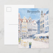 Carte Postale Bruxelles Belgique Peinture Gouache Illustration V