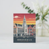 Carte Postale Bruxelles, Belgique Peinture Vintage (Debout devant)