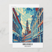 Carte Postale Bruxelles Belgique Retro Artwork Travel (Devant / Derrière)