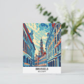 Carte Postale Bruxelles Belgique Retro Artwork Travel (Debout devant)