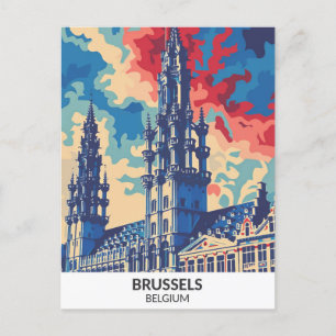 Carte Postale Bruxelles Belgique Retro Artwork Travel