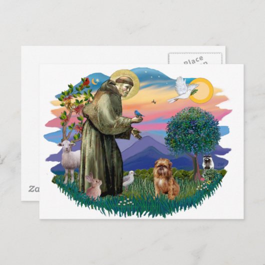 Carte Postale Bruxelles Griffon (brun/rouge) (Devant / Derrière)