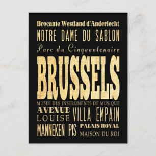 Carte Postale Bruxelles Ville de Belgique Typographie Cité Art