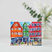 Carte Postale bryggen bergen nordique aquarelle (Debout devant)