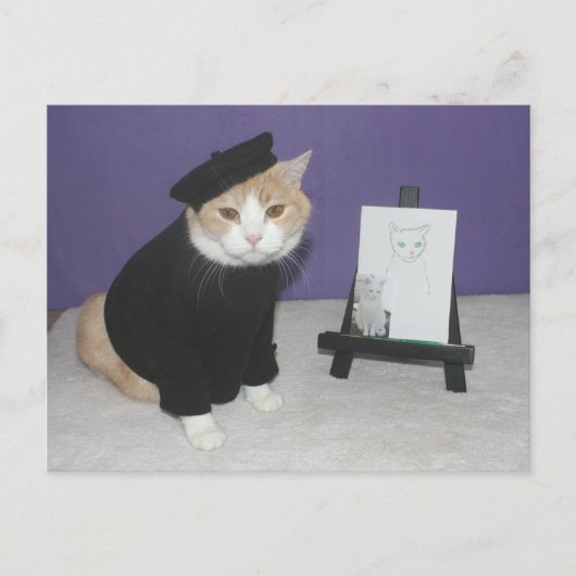 Carte Postale Bubba, Chat d'artiste (Devant)