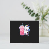 Carte Postale Bubble Tea Unicorn Cadeau (Debout devant)