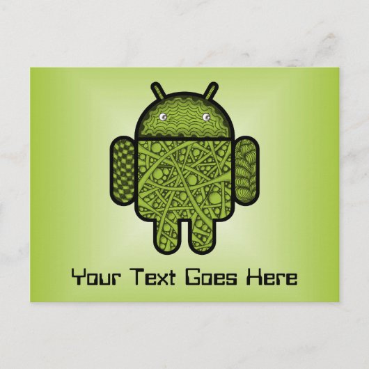Carte Postale Bubbles Doodle Character pour le robot Android™ (Devant)