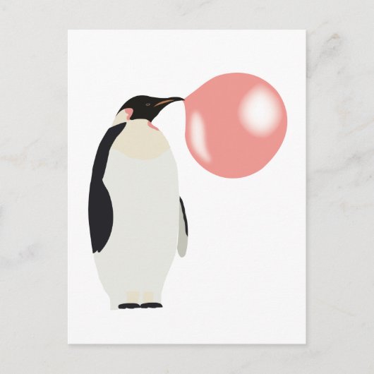 Carte Postale Buble Gomme Penguin soufflant bulle (Devant)