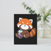 Carte Postale Buble Tea Gift Girl Red Panda Boba Tea Bubble Tea (Debout devant)