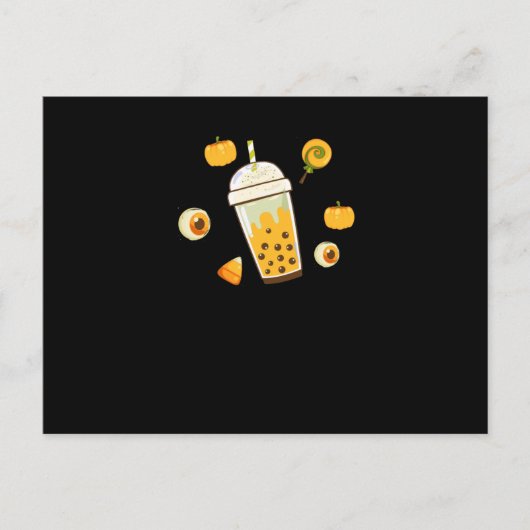 Carte Postale Buble Tea Kawaii Halloween (Devant)