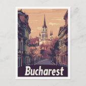 Carte Postale Bucarest Roumanie Vintage voyage d'art Illustratio (Devant)