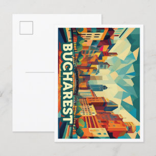 Carte Postale Bucarest Roumanie Voyage artistique coloré