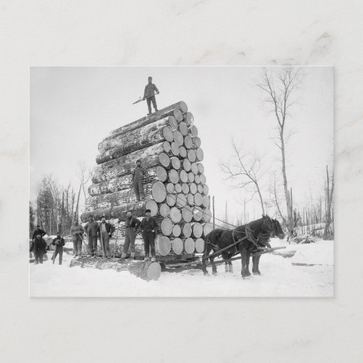 Carte Postale Bûcherons au travail, 1890 (Devant)