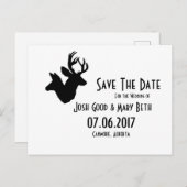 Carte Postale Buck & Doe Silhouette, Date Mariage (Devant / Derrière)