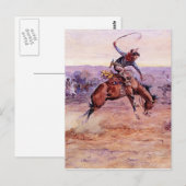 Carte Postale "Bucking Bronco" Cowboy Art de Charles Russell (Devant / Derrière)
