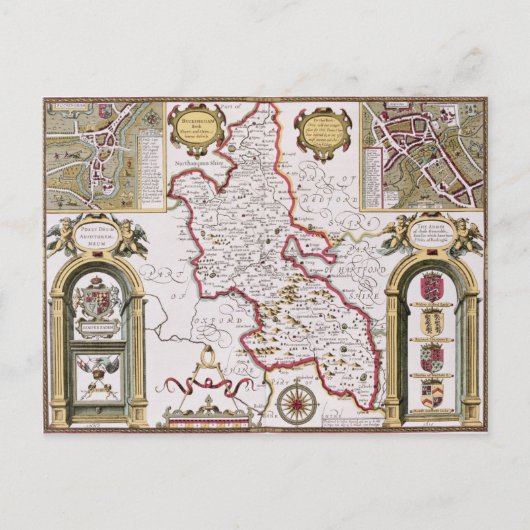 Carte Postale Buckinghamshire, gravée par Jodocus (Devant)
