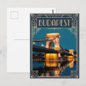 Carte Postale Budapest Chain Bridge Art déco (Devant / Derrière)