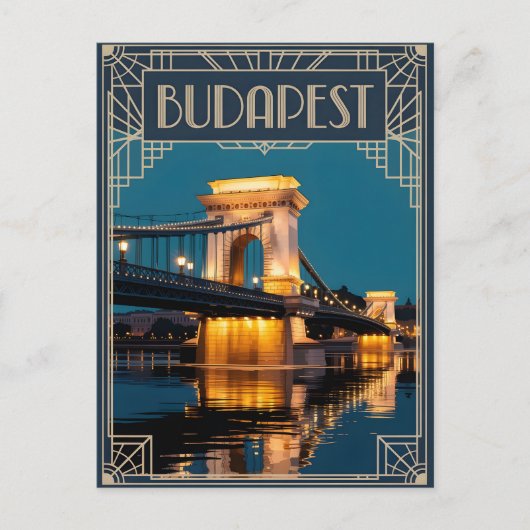 Carte Postale Budapest Chain Bridge Art déco (Devant)