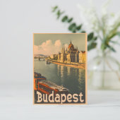 Carte Postale Budapest : Danube et parlement Vintage (Debout devant)