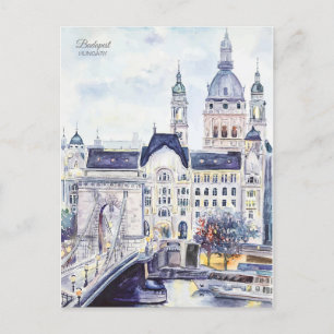 Carte Postale Budapest Hongrie Art de voyage souvenir Vintage