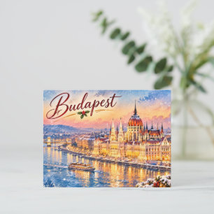 Carte Postale Budapest Hongrie Danube Parlement Noël