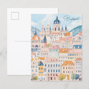 Carte Postale Budapest Hongrie Gouache Peinture Illustration Voy