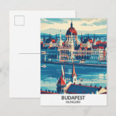 Carte Postale Budapest Hongrie Retro Artwork Travel (Devant / Derrière)